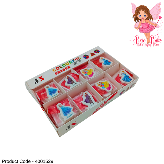 PixiePinks Princess Eraser – Cute Cartoon Character Design, Colorful School Stationery for Kids