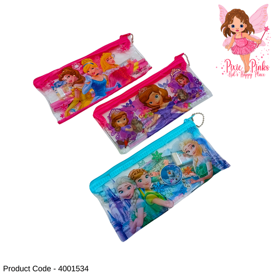 PixiePinks 7-in-1 Princess, Frozen & Sofia Themed Stationery Set – Pencil Case, Notebook, Pencils, Ruler, Eraser & Sharpener