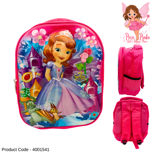 PixiePinks Sofia the First Kids School Bag – Medium 35cm Pink Backpack for Girls (Grade 1–3)