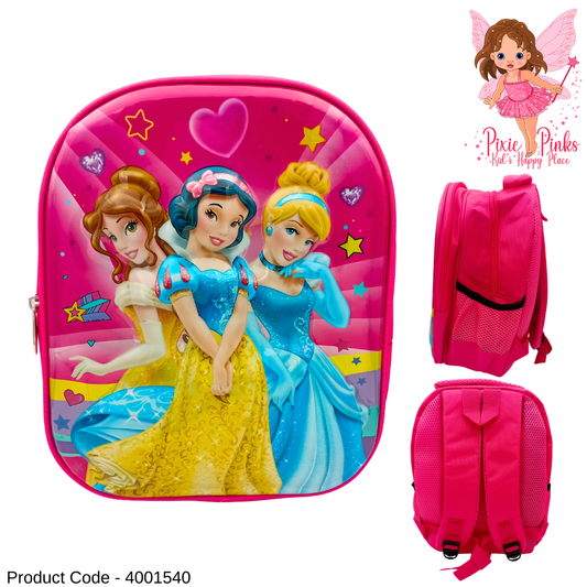 PixiePinks Princess Kids School Bag – Medium 35cm Pink Backpack for Girls (Grade 1–3)