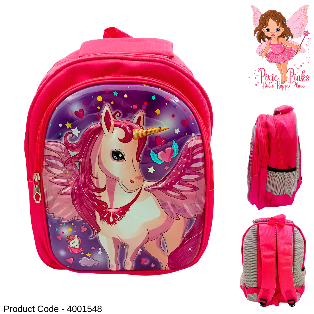 PixiePinks Unicorn Girls School Bag – Large 43cm Pink Backpack with 3 Compartments & Side Pockets (Grade 3–6)