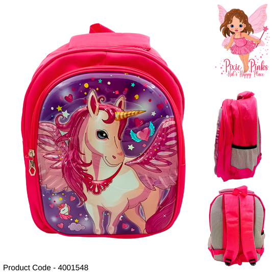 PixiePinks Unicorn Girls School Bag – Large 43cm Pink Backpack with 3 Compartments & Side Pockets (Grade 3–6)