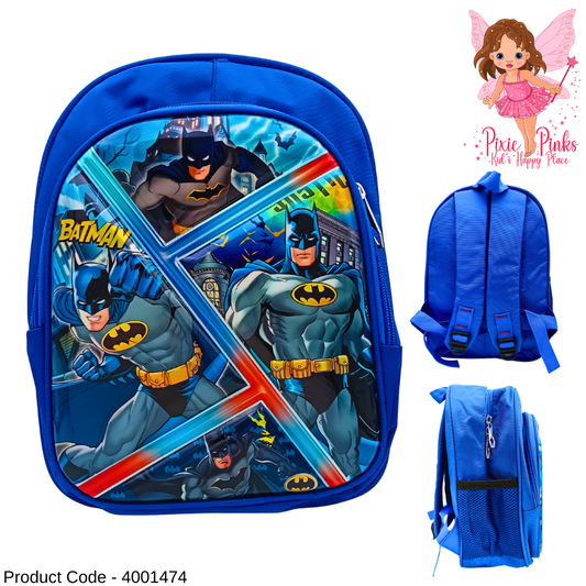 🦇 Embossed Batman Kids Backpack – 31cm Blue School Bag for Boys (Nursery to Grade 1)