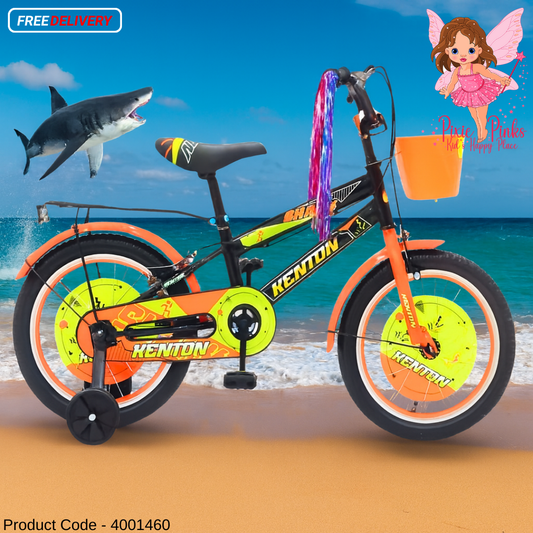 Kenton Shark Kids Bicycle with Alloy Rim – 12”, 16”, 20” Sizes | Training Wheels & Basket