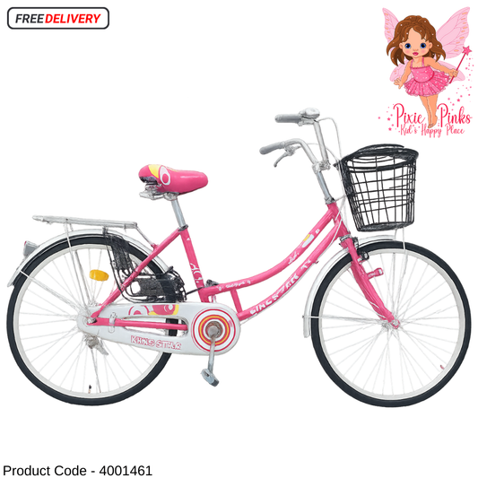 King Star Rosella 26-Inch Pink Ladies City Bicycle with Basket – Stylish Women’s Commuter Bike
