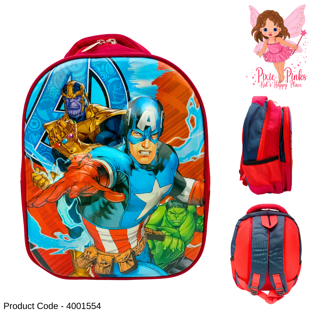 🎯 PixiePinks Captain America Avengers School Bag – Medium Size Backpack for Boys (Grade 1 to 4)