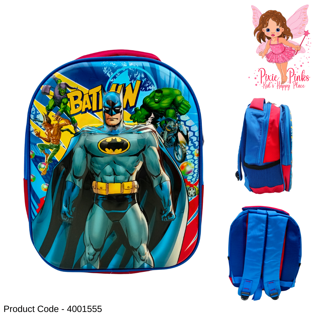 🎯 PixiePinks Batman Superhero School Bag – Medium Size Backpack for Boys (Grade 1 to 4)
