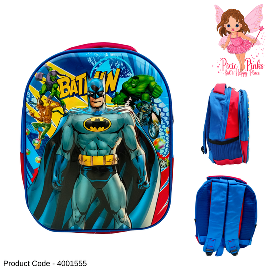 🎯 PixiePinks Batman Superhero School Bag – Medium Size Backpack for Boys (Grade 1 to 4)