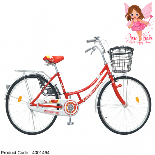 King Star Rosella 26-Inch Red Ladies City Bicycle with Basket – Stylish Women’s Commuter Bike