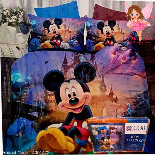 Mickey Mouse Kids Bed sheet Set – 3 Piece Cartoon Bedding Collection (COB Brand)