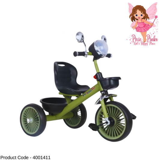 PixiePinks “Light & Ride” Kids Tricycle with Music, Side Mirrors & Storage