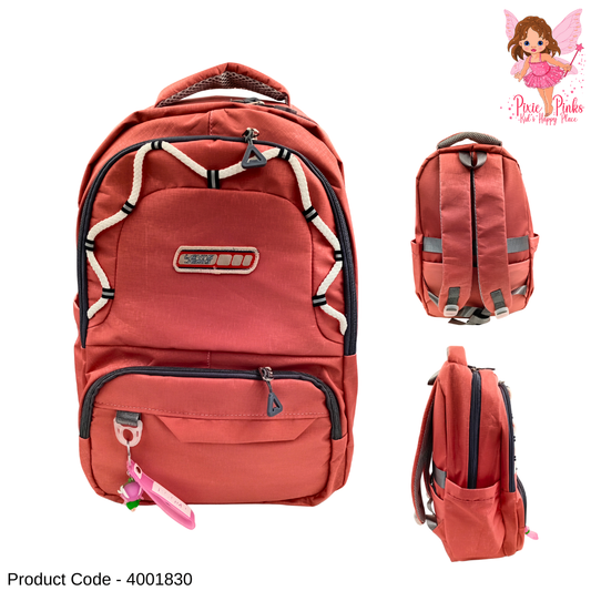 Trendy Large Pink School Bag for Girls with Cute Keychain – Stylish & Spacious Backpack for Grade 6 to Upper