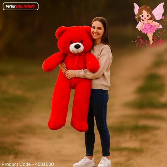 PixiePinks 3.5ft Giant Red Hug Buddy  – Soft Cuddly Plush Toy Gift | Teddy Bear
