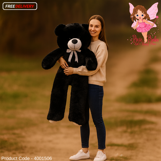 PixiePinks 3.5ft Giant Black Hug Buddy  – Soft Plush Toy Gift | Teddy Bear