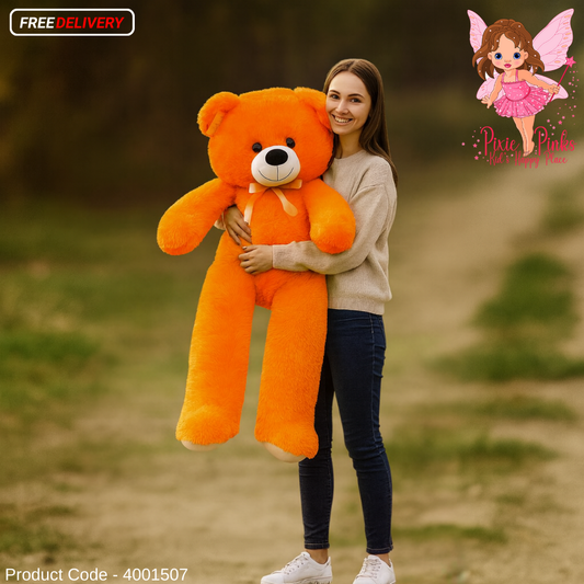 PixiePinks 3.5ft Bright Orange Hug Buddy  – Soft Plush Cuddle Toy | Teddy Bear