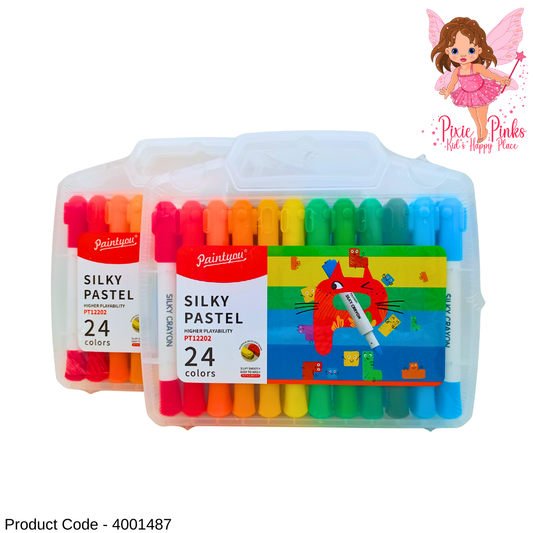 PixiePinks 24 Color Silky Pastel Crayon Set – Smooth & Vibrant Art Colors for Kids