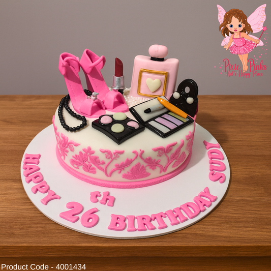 Glam Diva Birthday Cake – 1Kg | Makeup & Heels Theme | Pixiepinks Cakes