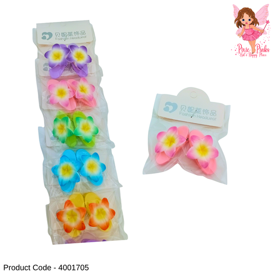 2-in-1 Pretty Flower Hair Clips Pack – Colorful Floral Accessories for Girls