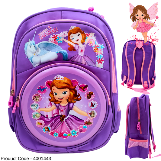 💜 Princess Sofia Kids School Backpack – Stylish & Spacious Bag for Girls (Grade 2–5) 💜