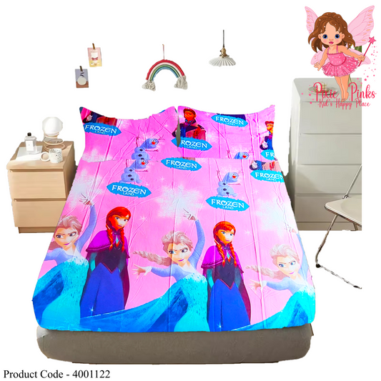 Pixie Pinks Frozen Land Bed Sheet Set - Doble