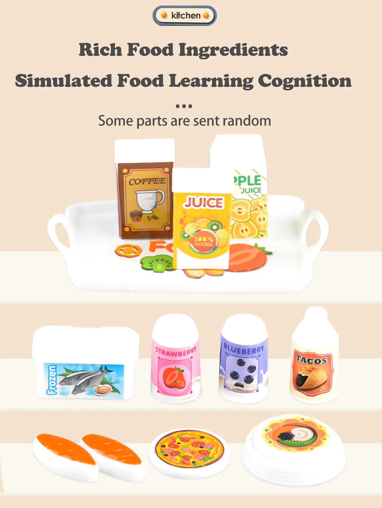 Play Kitchen Accessories, Kitchen Playset Toys for Kids Foods Pots
