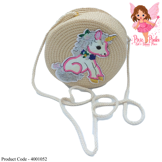 Cute Unicorn Drum shape Solder Bag - Beige