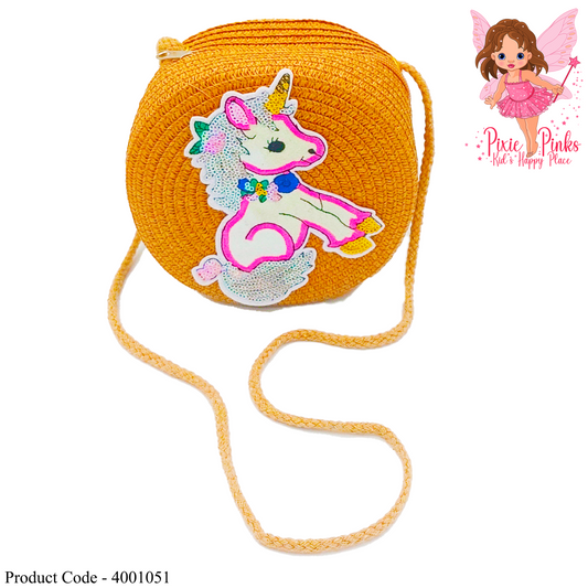 Cute Unicorn Drum shape Solder Bag - Brown