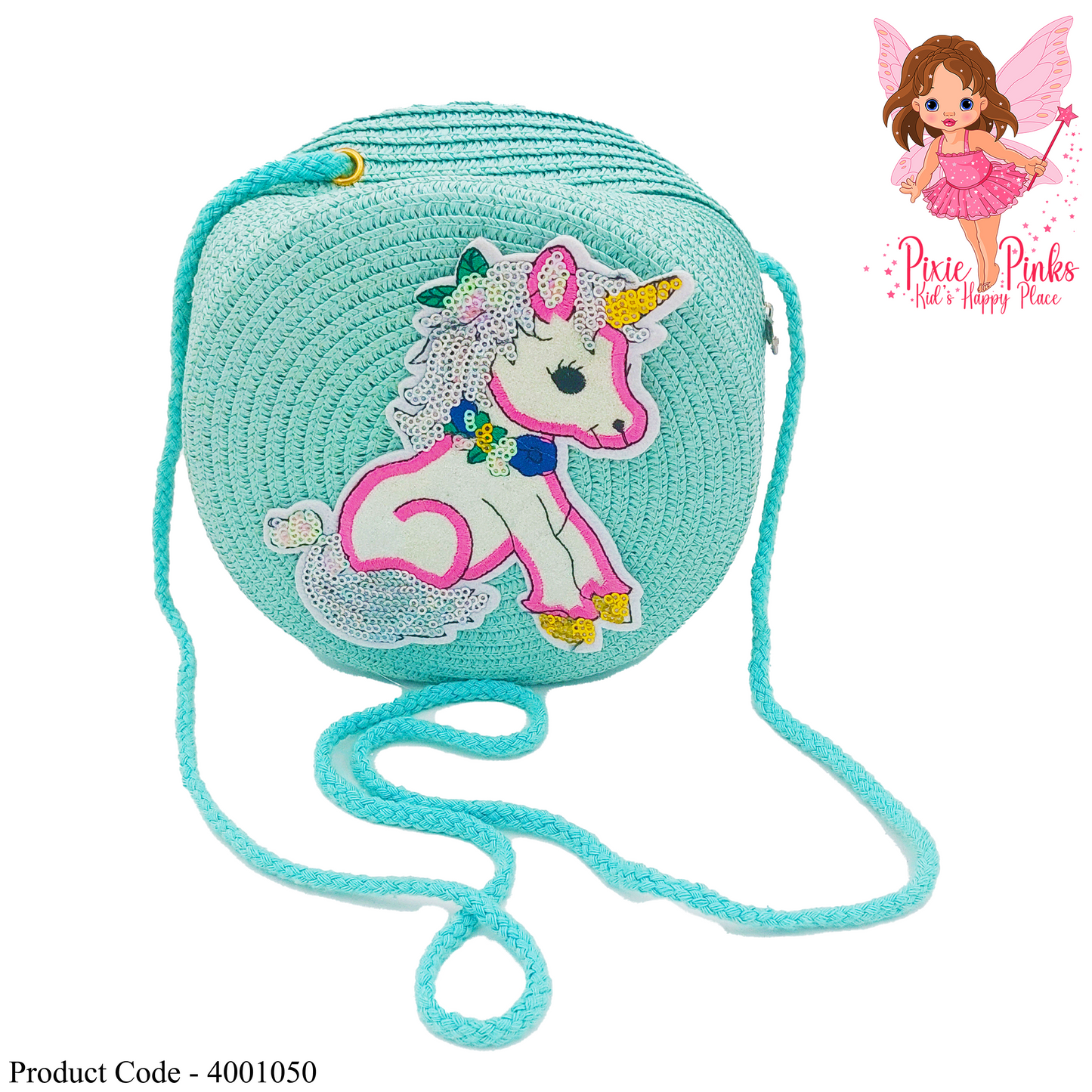 Cute Unicorn Drum shape Solder Bag - light Green