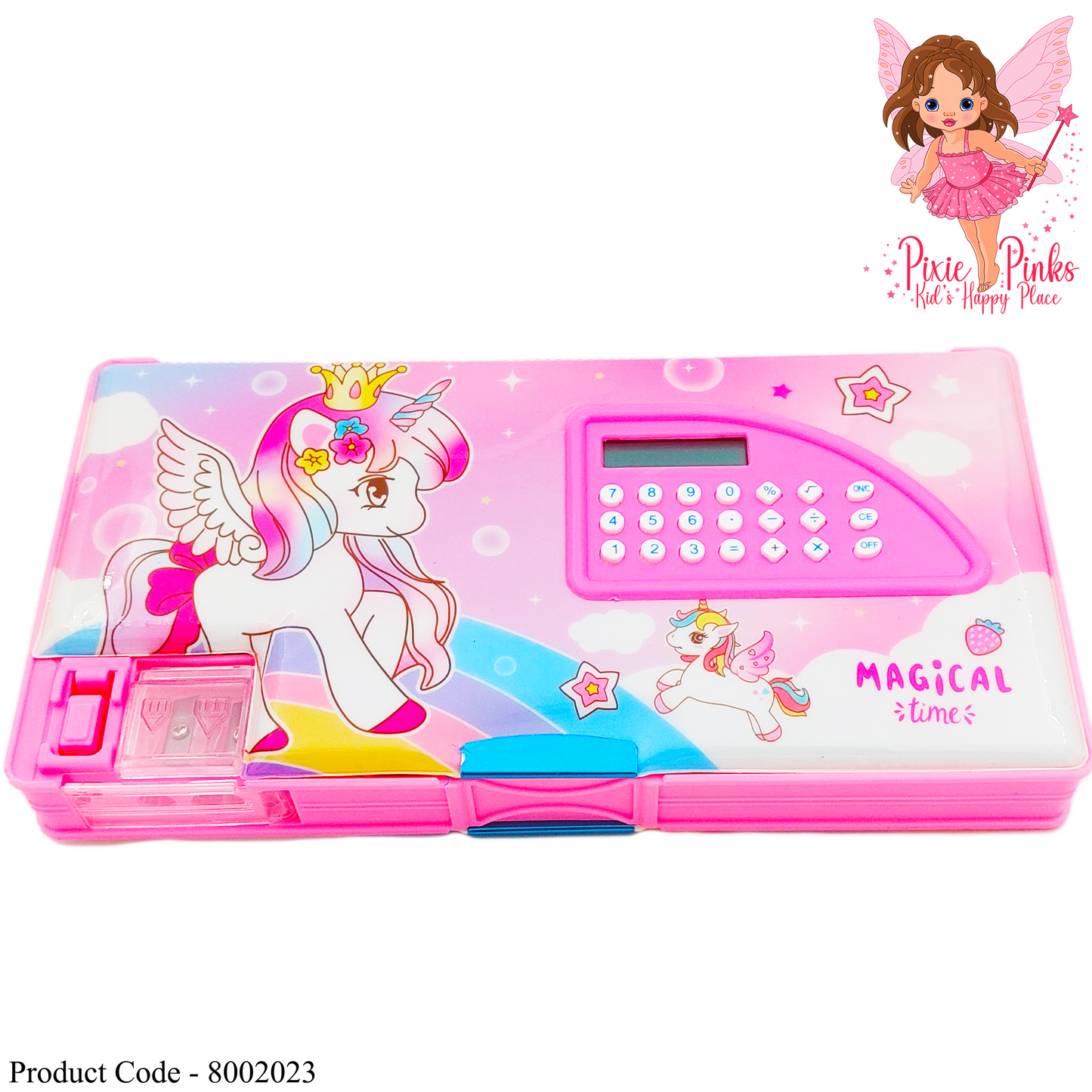 Dual Side Multifunctional Pencil Case with Calculator and 2 Sharpeners